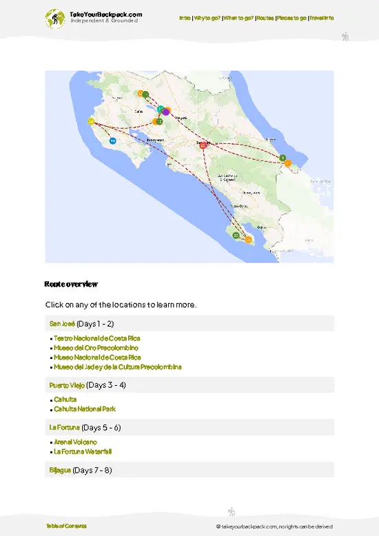 example page 4 from our offline Travel Guide for Costa Rica